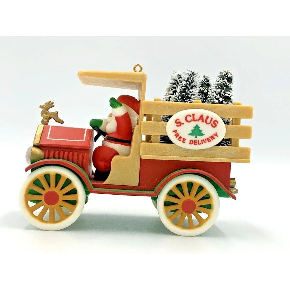 VGT 1984 'S.‎ Claus Free Delivery' Santa Hallmark Ornament Trees Truck No Box